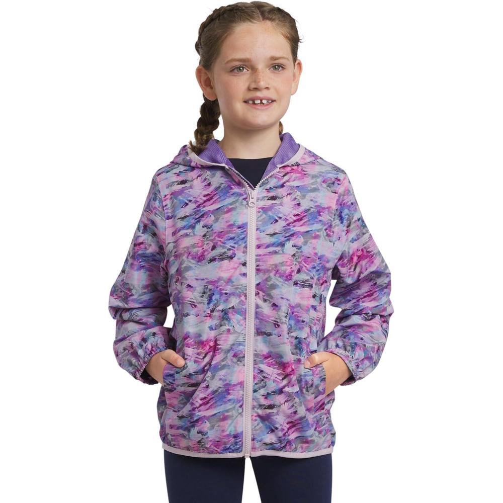 imageLands End Unisex Kids Lightweight Mesh Lined Weather Resistant Packable Rain JacketPaisley Purple