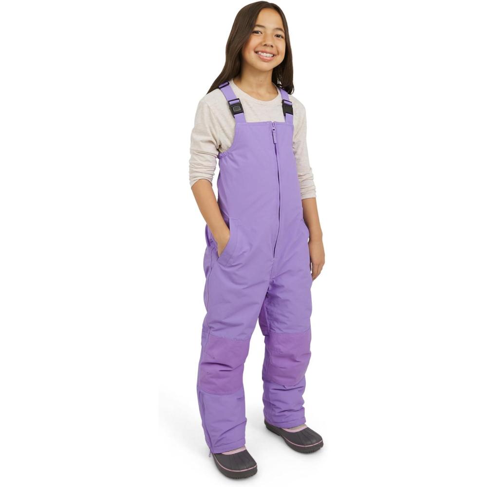 imageLands End Unisex Kids Squall Waterproof Adjustable Insulated Iron Knee Snow Bib OverallsPaisley Purple