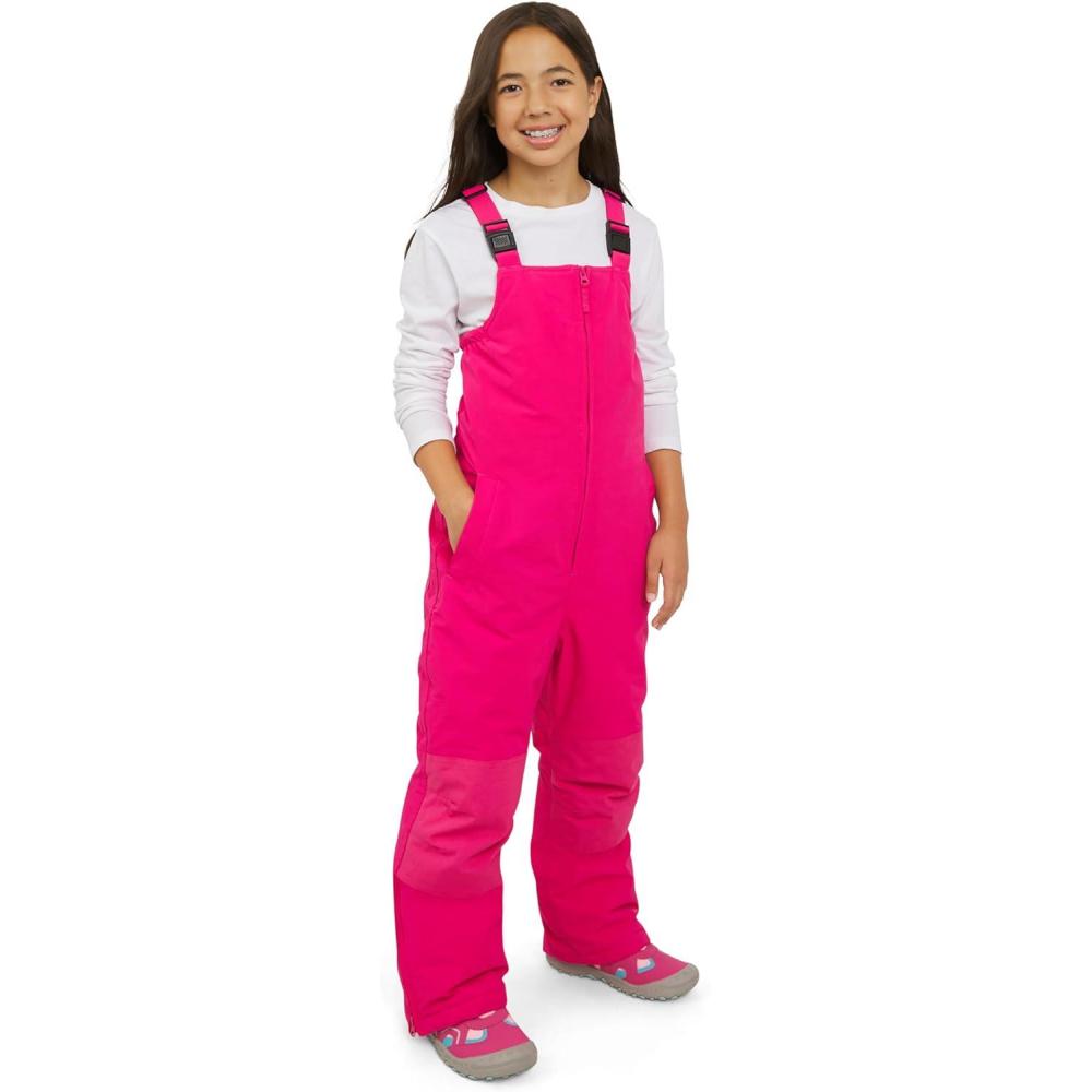 imageLands End Unisex Kids Squall Waterproof Adjustable Insulated Iron Knee Snow Bib OverallsRaspberry
