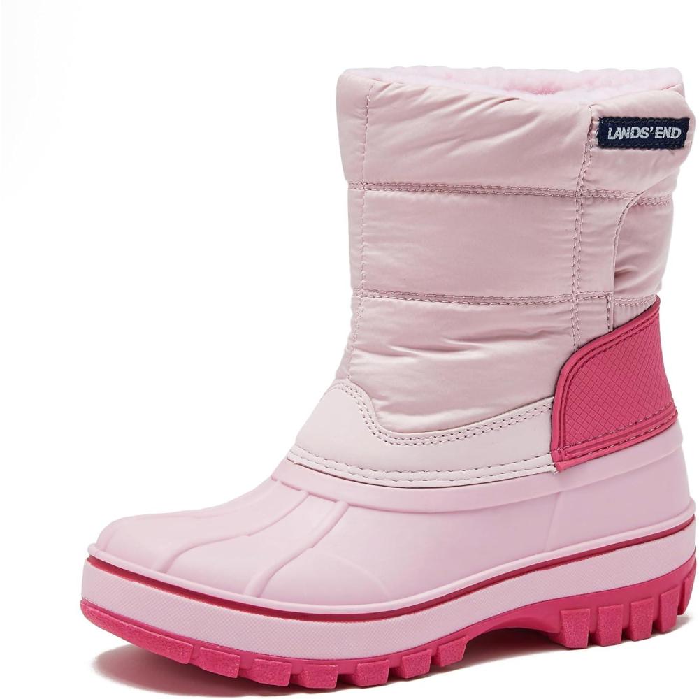 imageLands End Waterproof Kids Snow Boots  Insulated Warm Fleece Lined Winter Boots for Toddlers Girls ampamp Boys Size 510 Toddler or 117 Little or Big KidCotton Candy Pink
