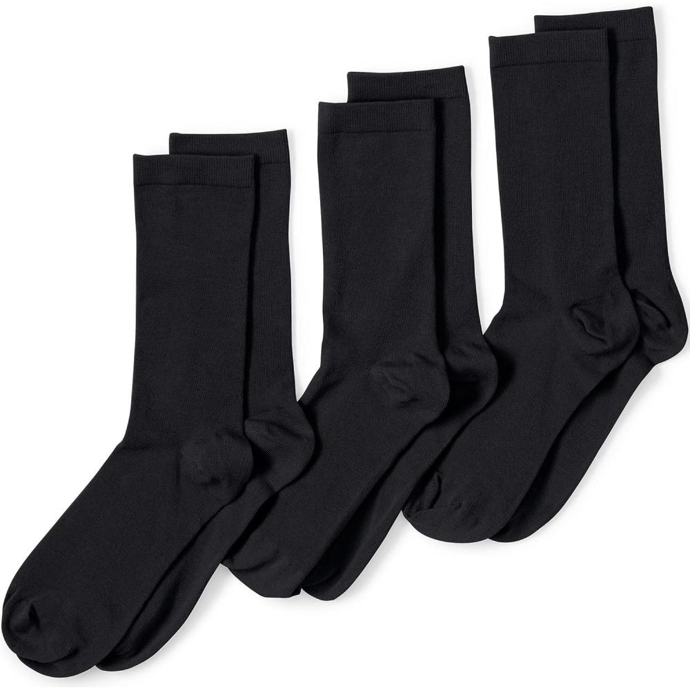 imageLands End Womens 3Pack Seamless Toe Solid Crew SocksBlack