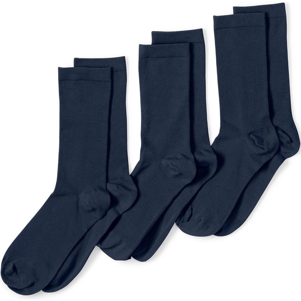 imageLands End Womens 3Pack Seamless Toe Solid Crew SocksTrue Navy