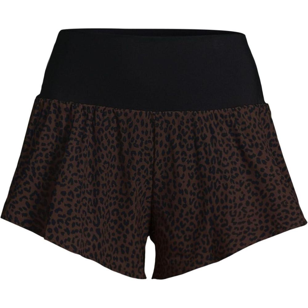 imageLands End Womens 3quot Pinchless Flutter Swim Short with PantyBrown Leopard