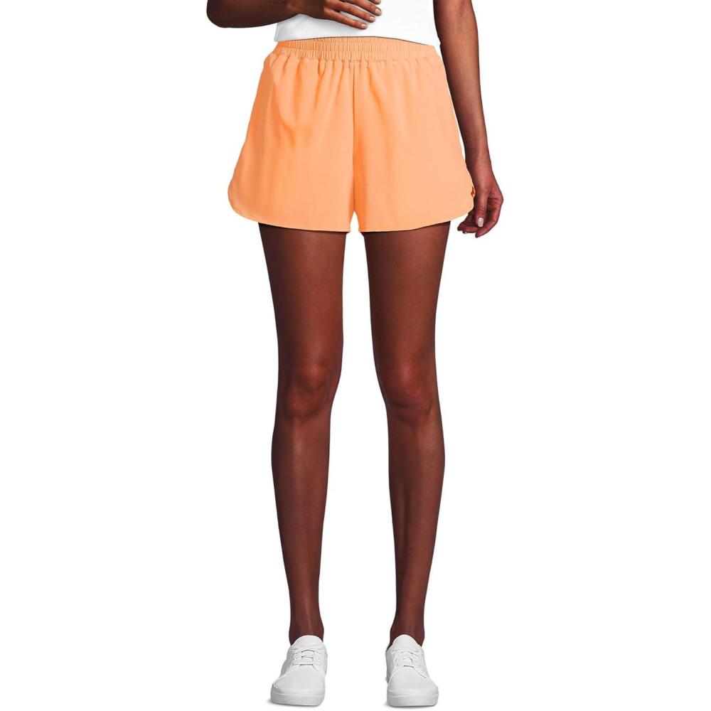 imageLands End Womens Active Woven 4quot Shorts with BriefSoft Orange