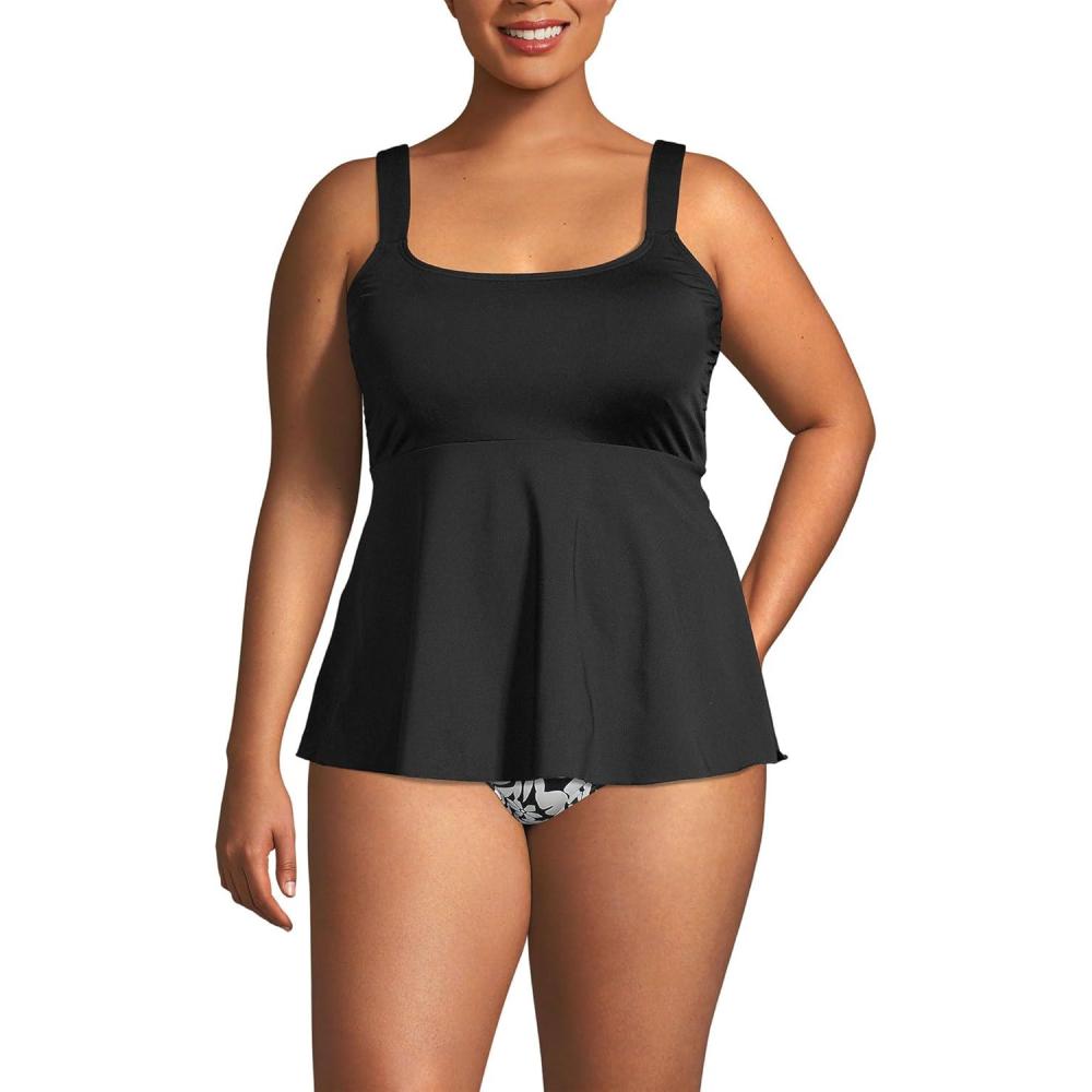 imageLands End Womens Adjustable Scoop Neck Flutter Tankini TopBlack