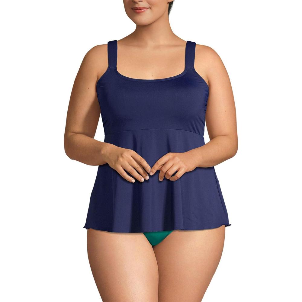 imageLands End Womens Adjustable Scoop Neck Flutter Tankini TopNavy