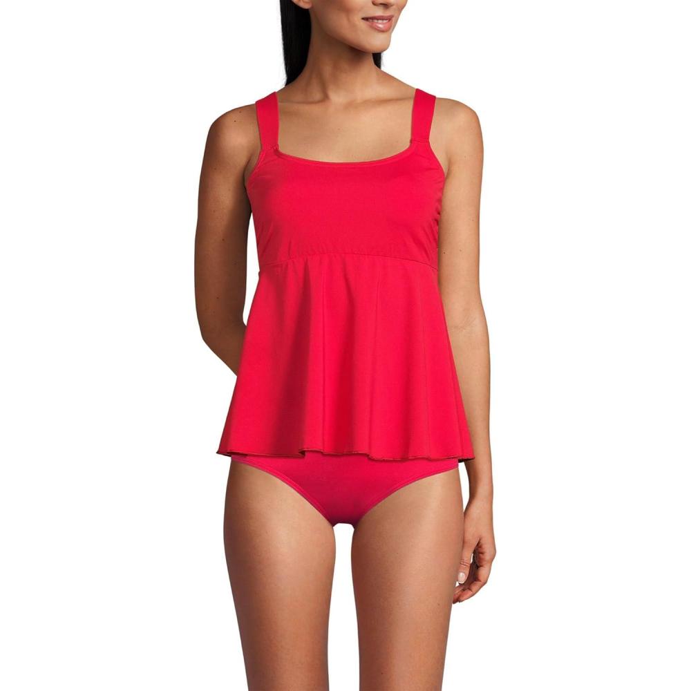 imageLands End Womens Adjustable Scoop Neck Flutter Tankini TopStrawberry