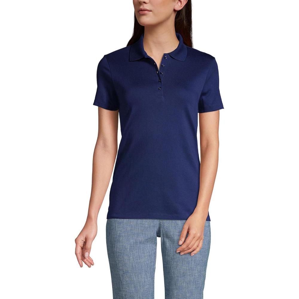 imageLands End Womens AmericanGrown Supima Cotton Polo ShirtDeep Sea Navy