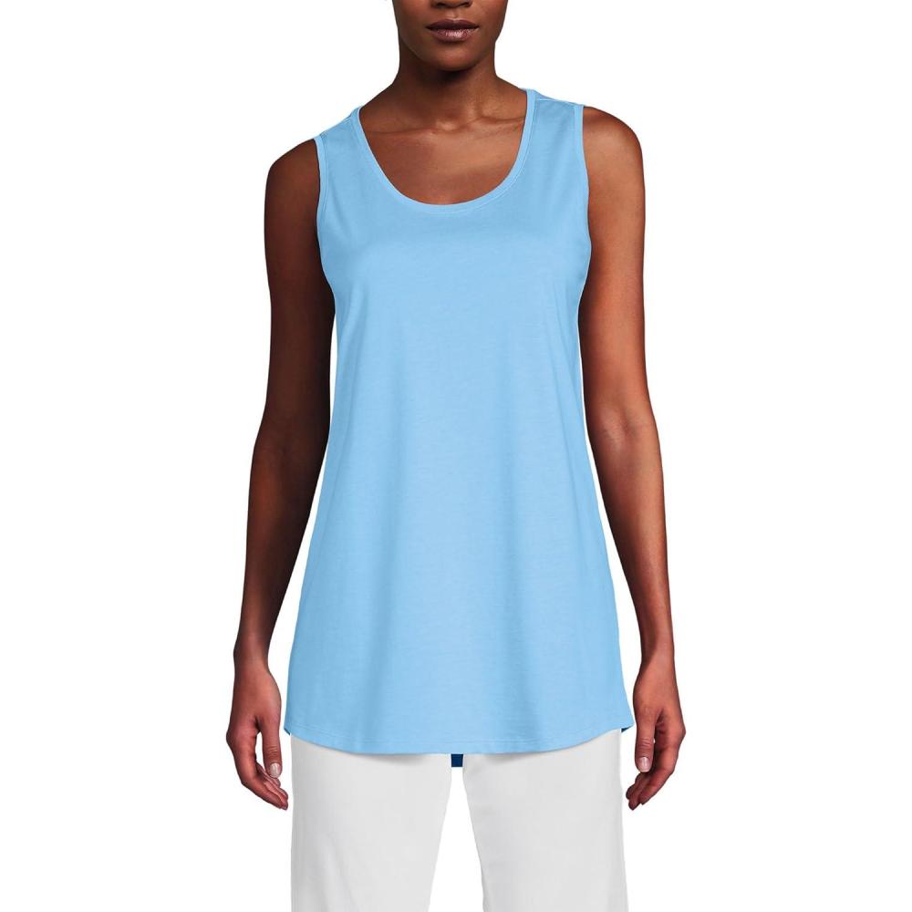 imageLands End Womens AmericanGrown Supima Cotton Tunic Tank TopBermuda Blue