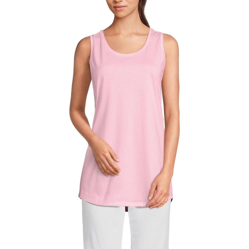 imageLands End Womens AmericanGrown Supima Cotton Tunic Tank TopLight Rose Pink