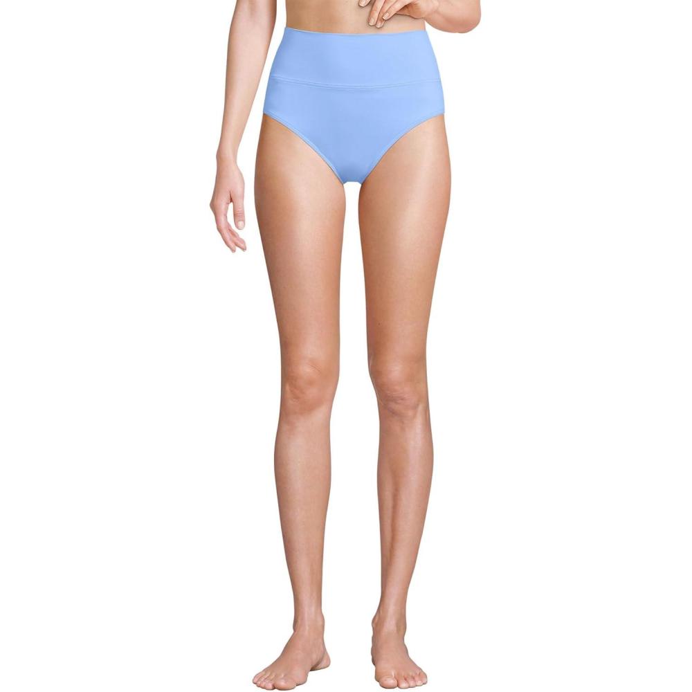 imageLands End Womens Chlorine Resistant Pinchless High Waisted Bikini BottomsClear Blue Sky