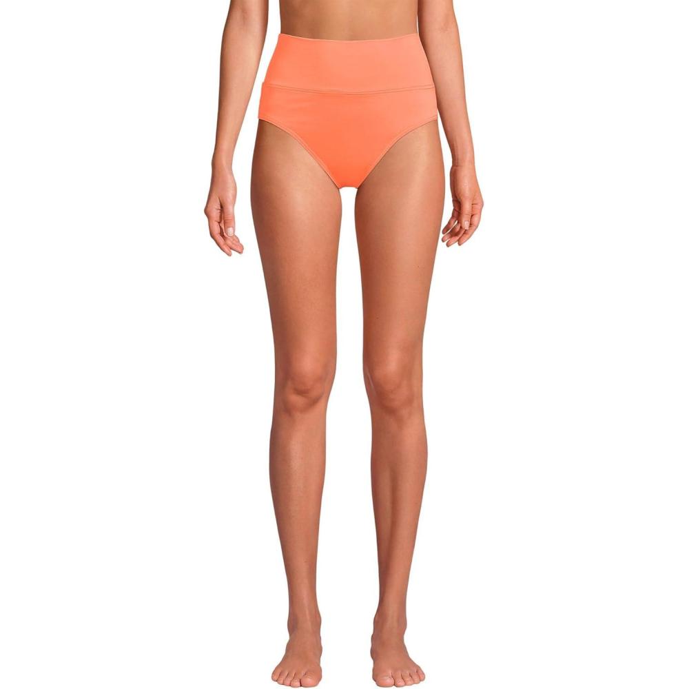 imageLands End Womens Chlorine Resistant Pinchless High Waisted Bikini BottomsPapaya Orange