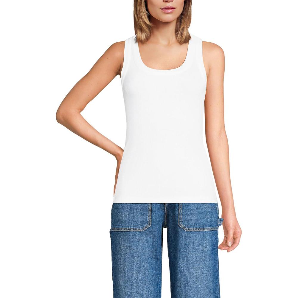 imageLands End Womens Drapey Rib Fitted Tank TopWhite