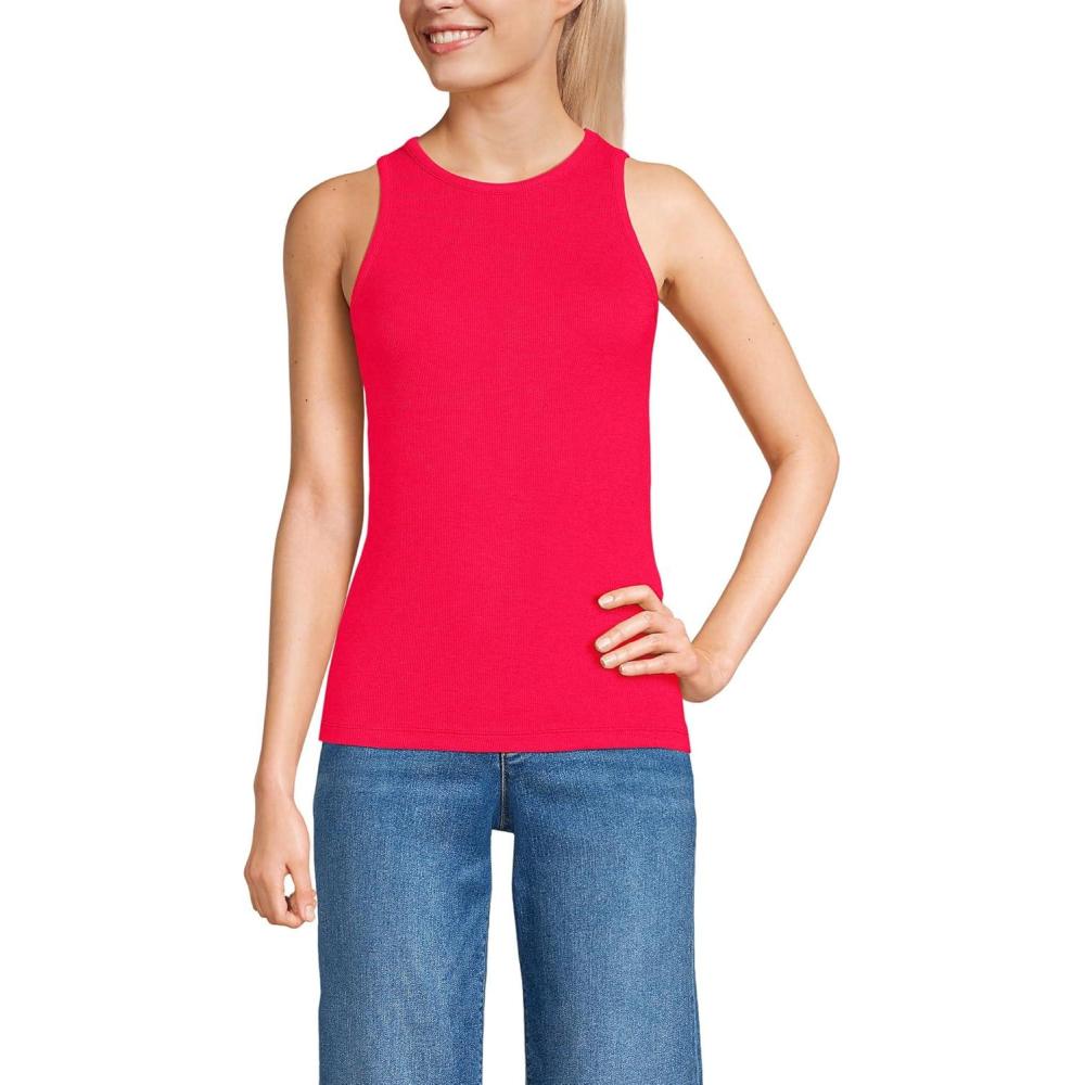 imageLands End Womens Drapey Rib Skimming Tank Top ShirtBerry Rouge