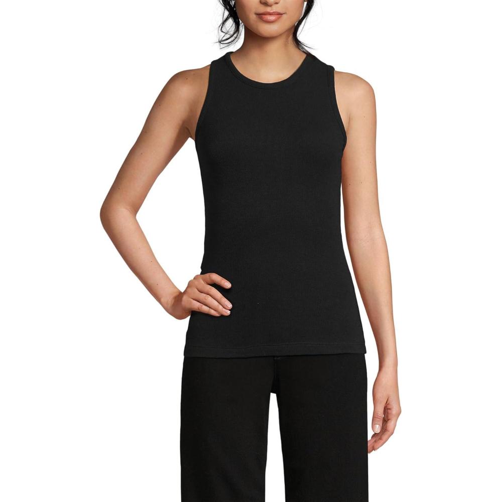 imageLands End Womens Drapey Rib Skimming Tank Top ShirtBlack