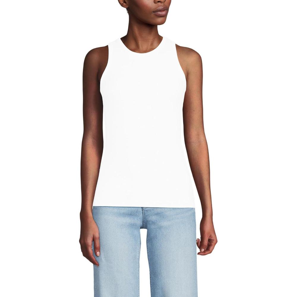 imageLands End Womens Drapey Rib Skimming Tank Top ShirtWhite