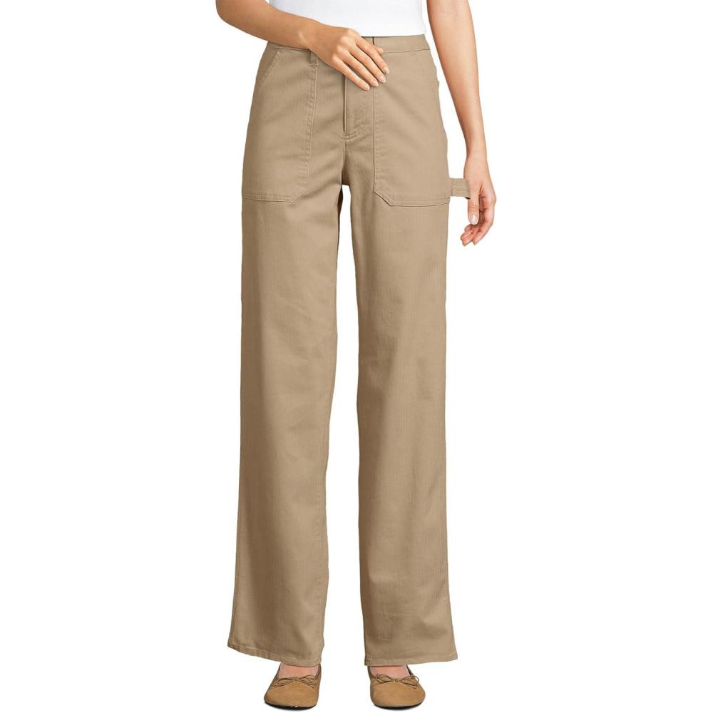 imageLands End Womens Herringbone Chino High Rise Utility PantsDesert Tan