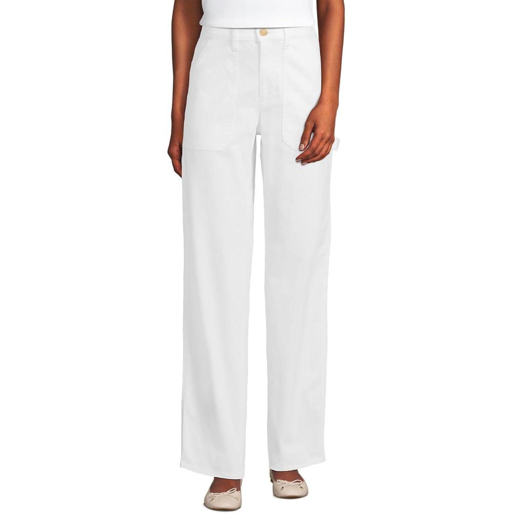 imageLands End Womens Herringbone Chino High Rise Utility PantsWhite