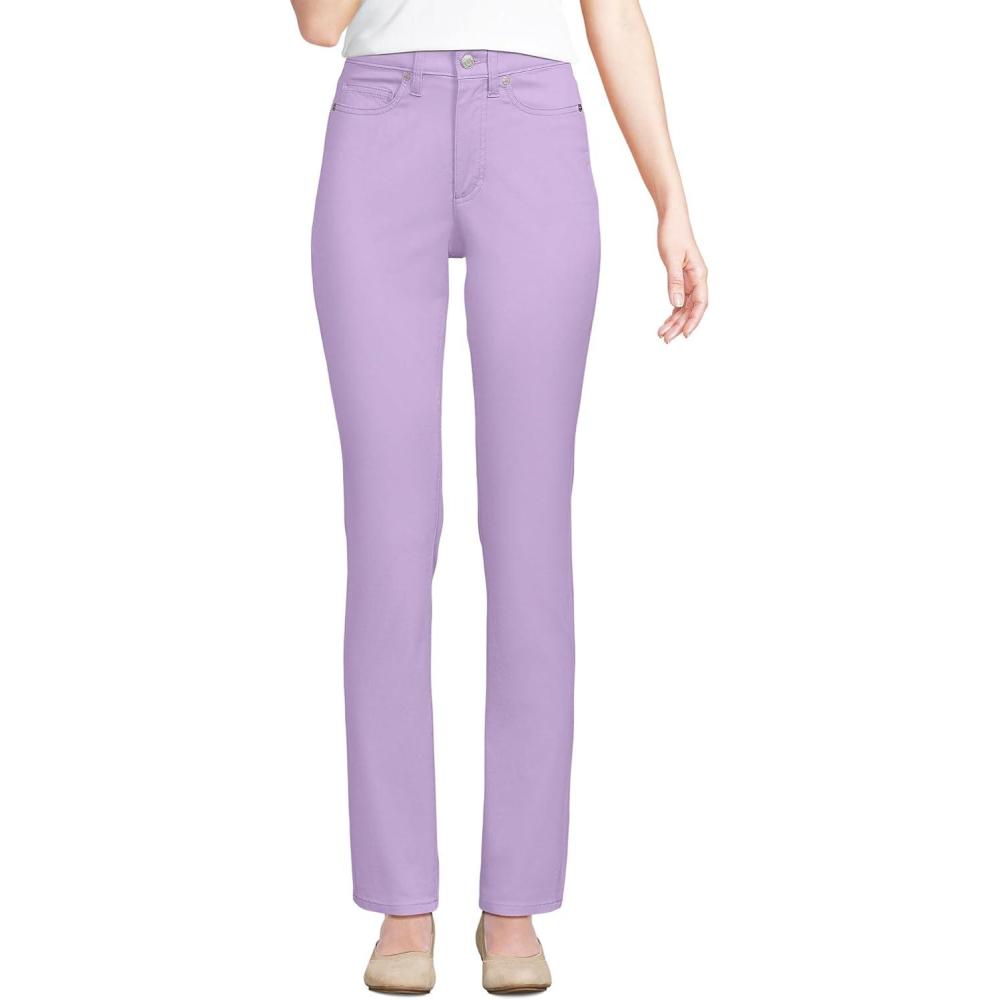 imageLands End Womens High Rise Slimming 5 Pocket Chino Slim Leg PantsLilac Petal