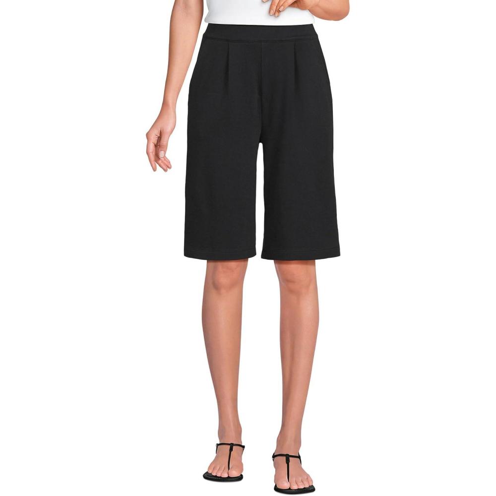 imageLands End Womens Knit High Rise Pleated 12quot Bermuda ShortsBlack