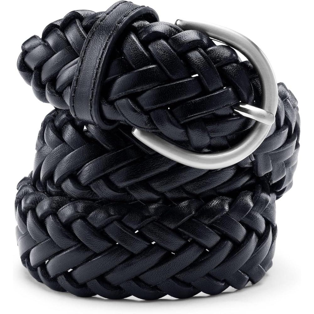 imageLands End Womens Leather Braided BeltBlack