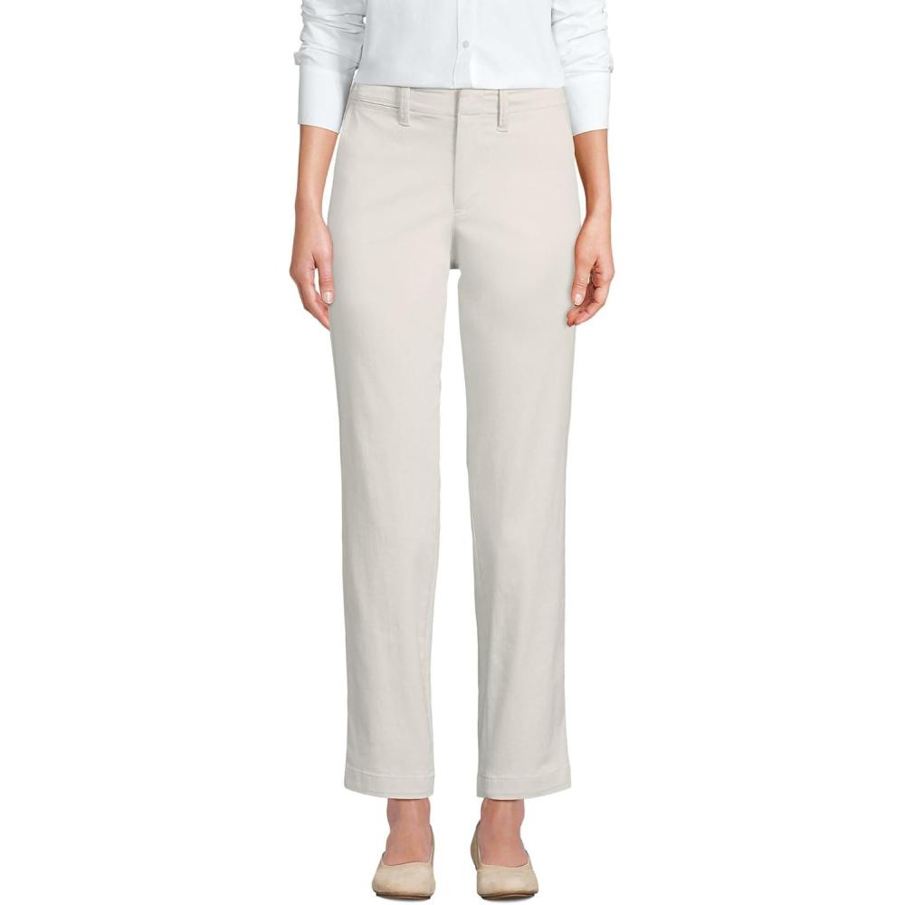 imageLands End Womens Mid Rise Classic Straight Leg Chino Ankle PantsLight Stone