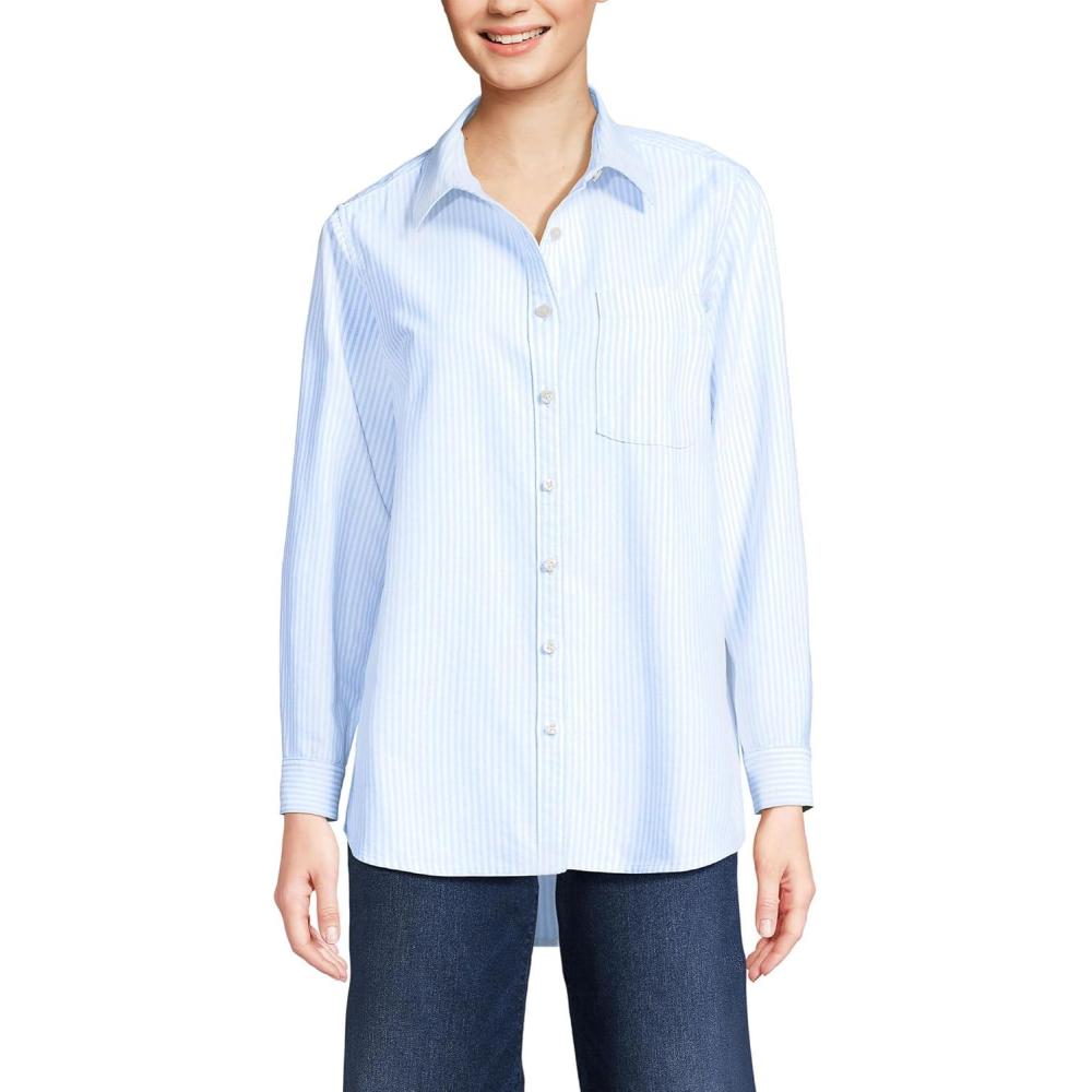 imageLands End Womens Oxford ShirtClear Blue Stripe