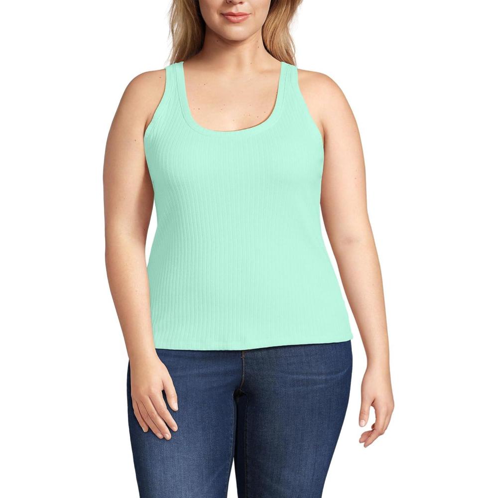 imageLands End Womens Pointelle Rib UNeck TankFrosted Mint