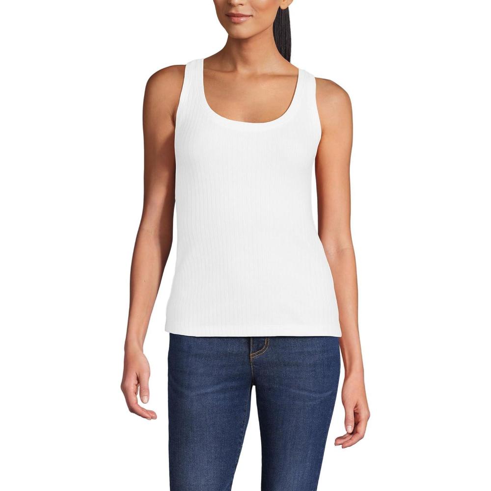 imageLands End Womens Pointelle Rib UNeck TankWhite