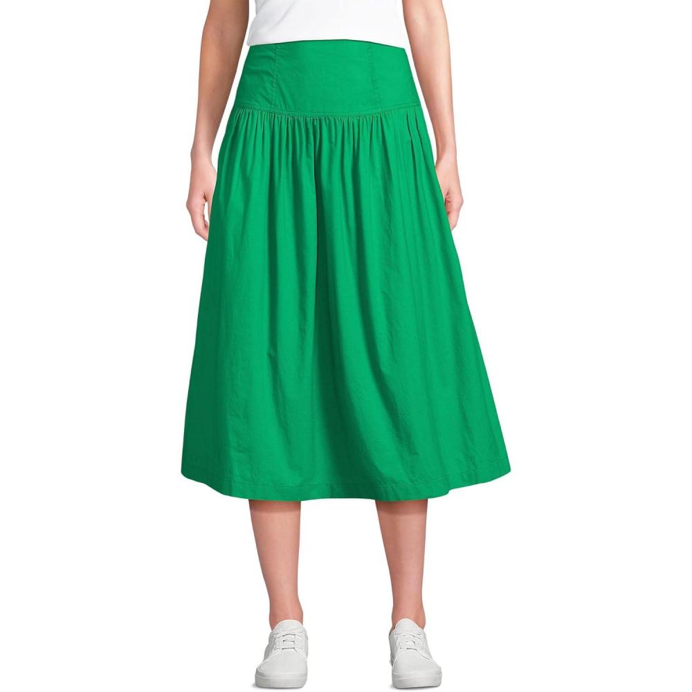 imageLands End Womens Poplin Drop Waist Midi SkirtVibrant Clover