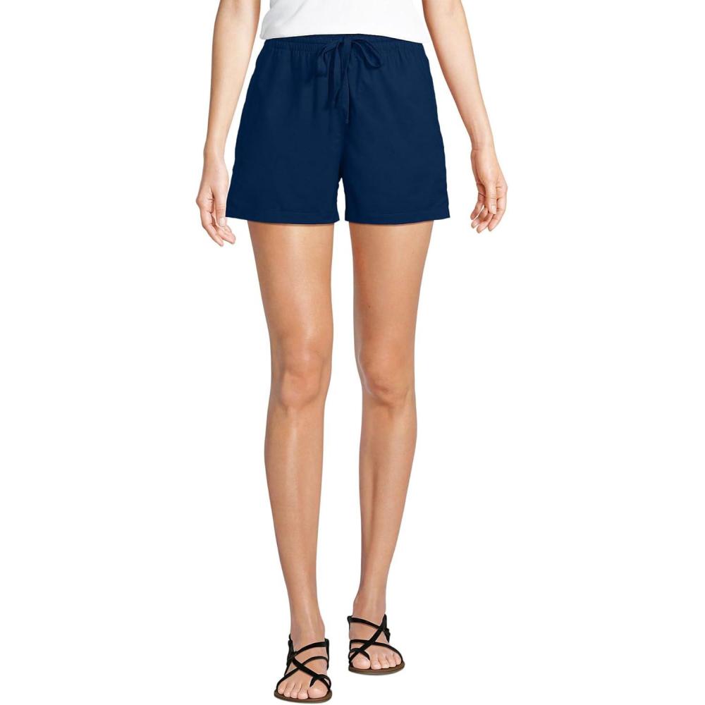 imageLands End Womens Poplin High Rise Pull On 5quot ShortsDeep Sea Navy