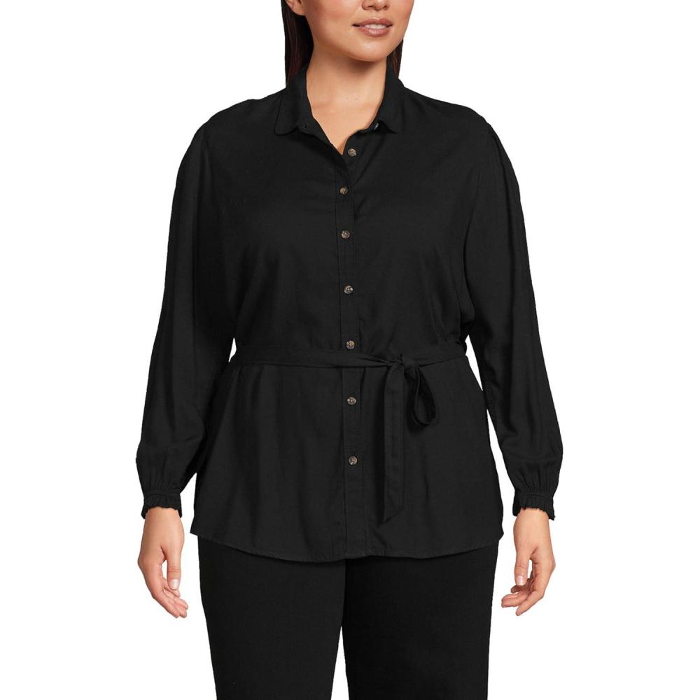 imageLands End Womens Rayon Tie Waist ShirtBlack