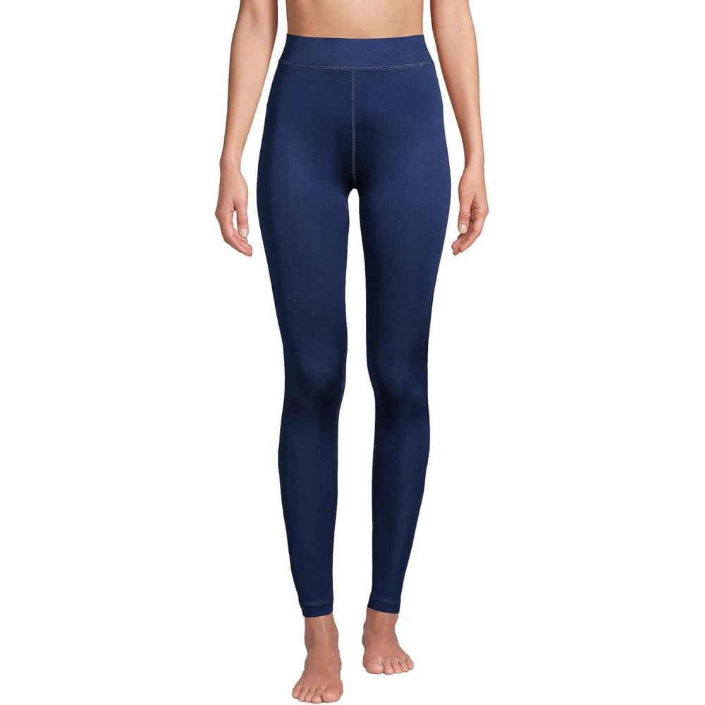 imageLands End Womens Silk Interlock Long Underwear Leggings PantsDeep Sea Navy