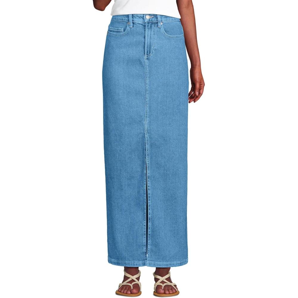 imageLands End Womens Soft Denim Maxi SkirtHutton Blue Wash