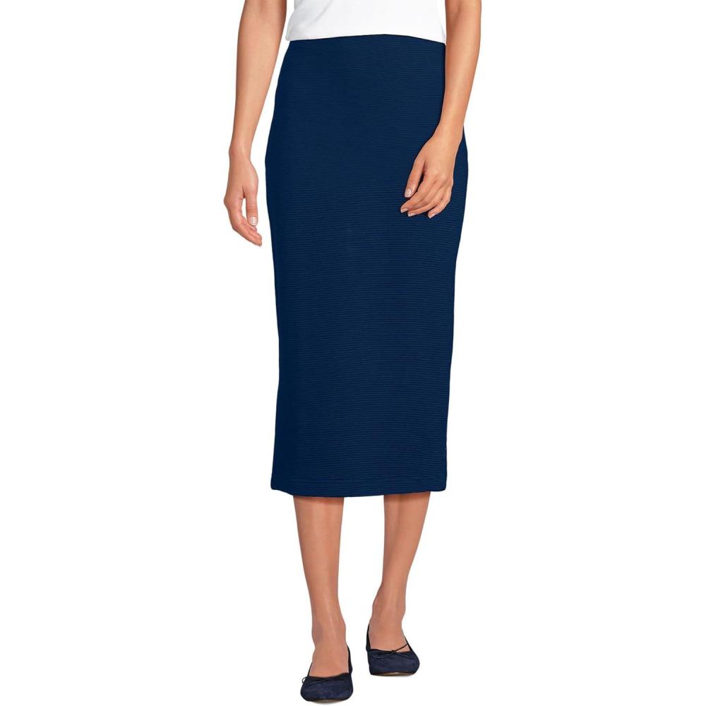 imageLands End Womens Starfish Side Zip Midi SkirtDeep Sea Navy