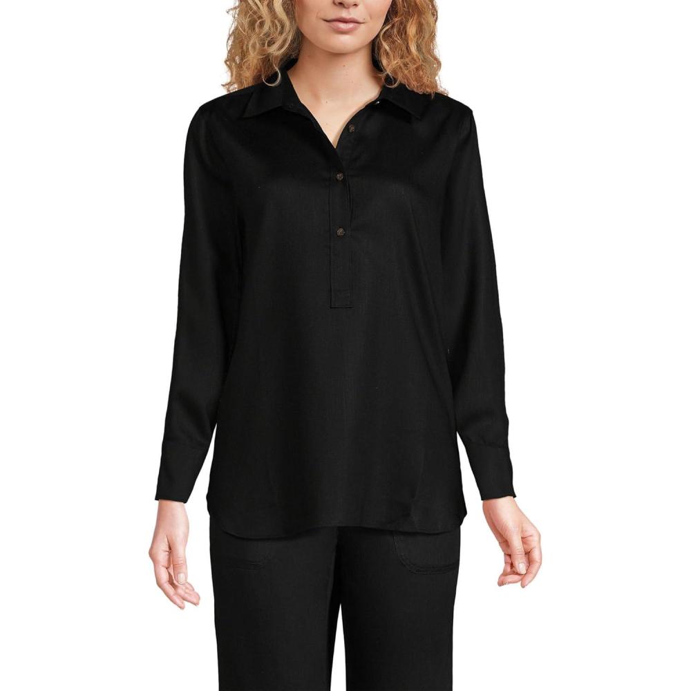 imageLands End Womens Tencel Fibers Twill Popover ShirtBlack