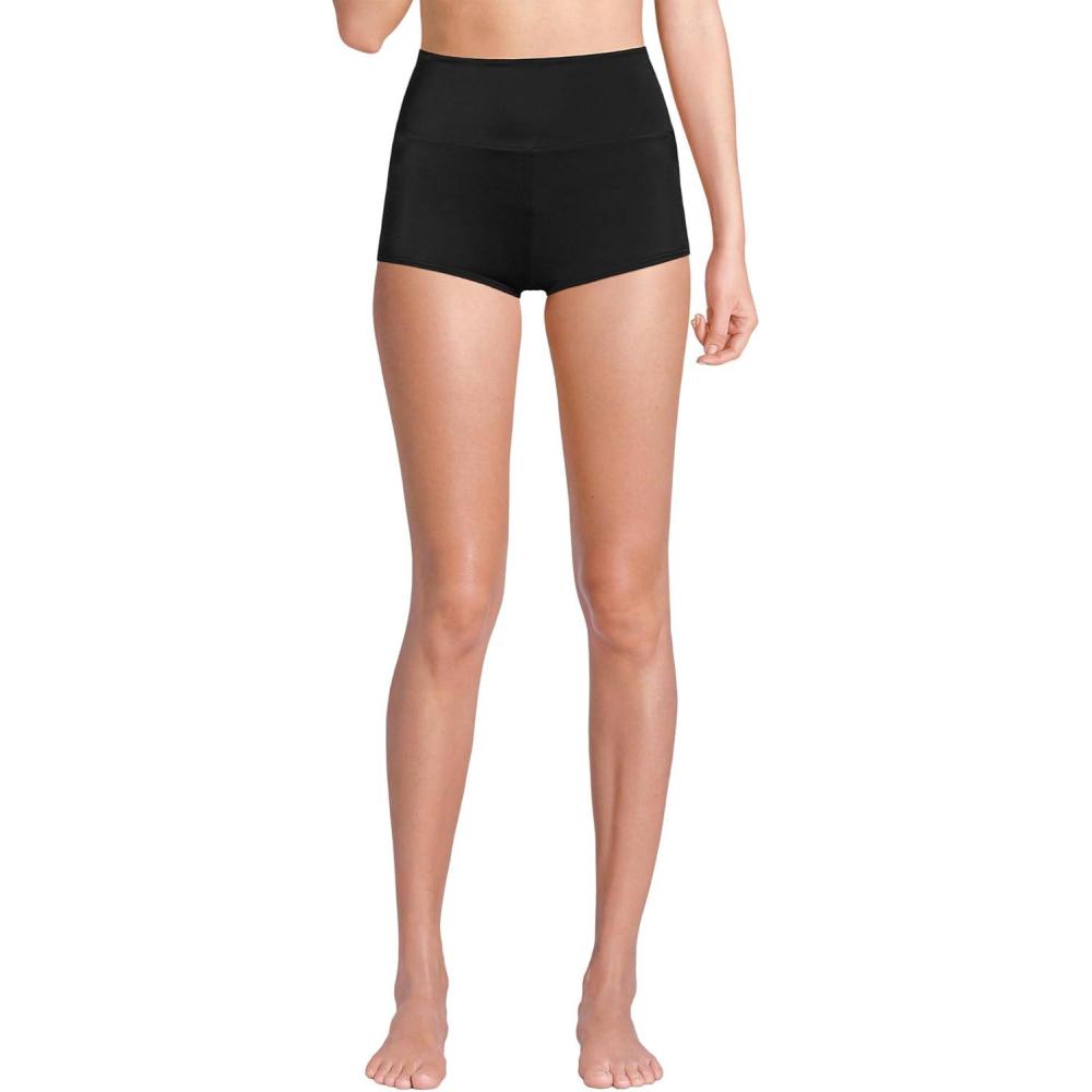 imageLands End Womens Tugless High Waisted Swim Boy ShortsBlack
