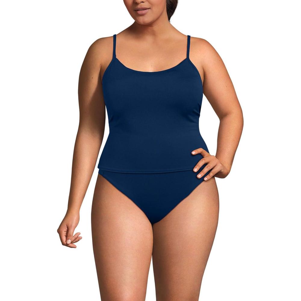 imageLands End Womens Tugless Quickdry Adjustable Strappy Back Tankini TopDeep Sea Navy