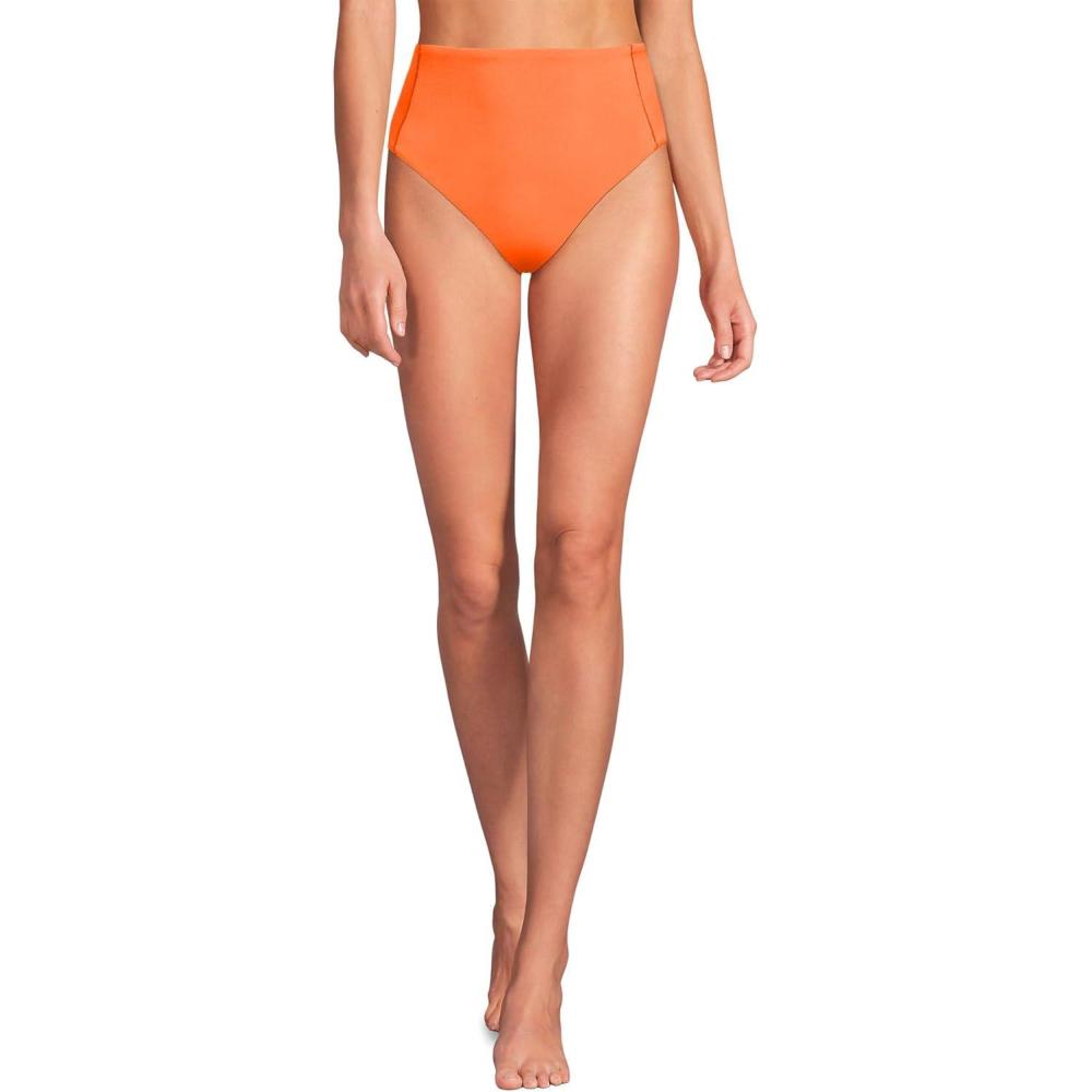 imageLands End Womens Tugless Quickdry High Waisted High Leg Bikini BottomsNeon Tangerine