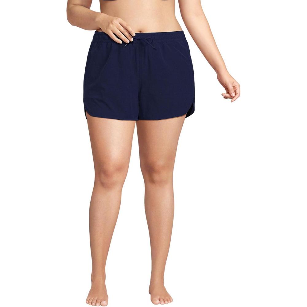 imageLands End Womens Woven Packable 3quot Dolphin Hem Swim Coverup ShortsDeep Sea Navy