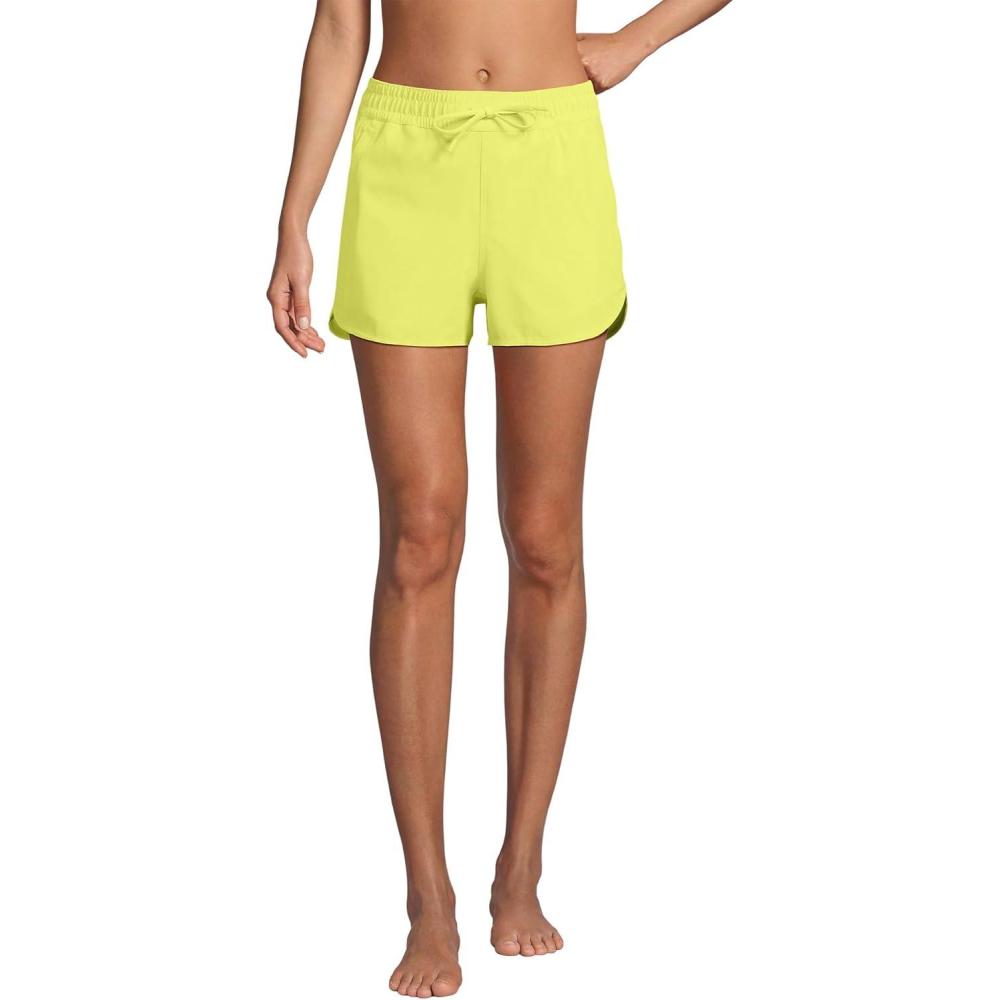 imageLands End Womens Woven Packable 3quot Dolphin Hem Swim Coverup ShortsSunlight Lime