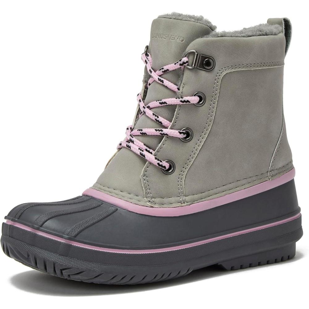 imageLands End Wynn Snow Boots for Kids Insulated Waterproof Winter Snow Duck Boots for Boys and Girls Little Kid and Big Kid Size 1 to 7 Boys and Girls Snow BootsGray Birch