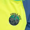Lands’ End Boys Chlorine Resistant Short Sleeve UPF 50 Rash Guard Swim Trunk Set(Neon Yellow Little Dinos)