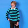 Lands’ End Boys Husky Long Sleeve Collared Rugby Shirt(Classic Navy/Baltic Stripe)