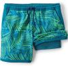 Lands’ End Boys Hydroliner Quick Dry UPF 50 Swim Trunk(Paradise Teal Stipple Palm)