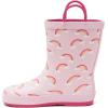 Lands’ End Boys and Girls Waterproof Boots Kids and Toddler Rain Boots – Girls and Boys Rubber Rain Boots Kids Size 5 Toddler to 7 Big Kid, Slip On Girls and Boys Rain Boots with Handles(Pink Rainbows)
