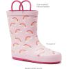 Lands’ End Boys and Girls Waterproof Boots Kids and Toddler Rain Boots – Girls and Boys Rubber Rain Boots Kids Size 5 Toddler to 7 Big Kid, Slip On Girls and Boys Rain Boots with Handles(Pink Rainbows)