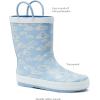 Lands’ End Boys and Girls Waterproof Boots Kids and Toddler Rain Boots – Girls and Boys Rubber Rain Boots Kids Size 5 Toddler to 7 Big Kid, Slip On Girls and Boys Rain Boots with Handles(Light Blue Clouds)