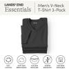 Lands’ End Essentials Men’s V-Neck T-Shirt 3 Pack – Premium Cotton Tee, Casual Regular Fit(Black)