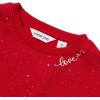 Lands’ End Girls Crew Neck Embroidered Sweatshirt(Apple Red Glitter)